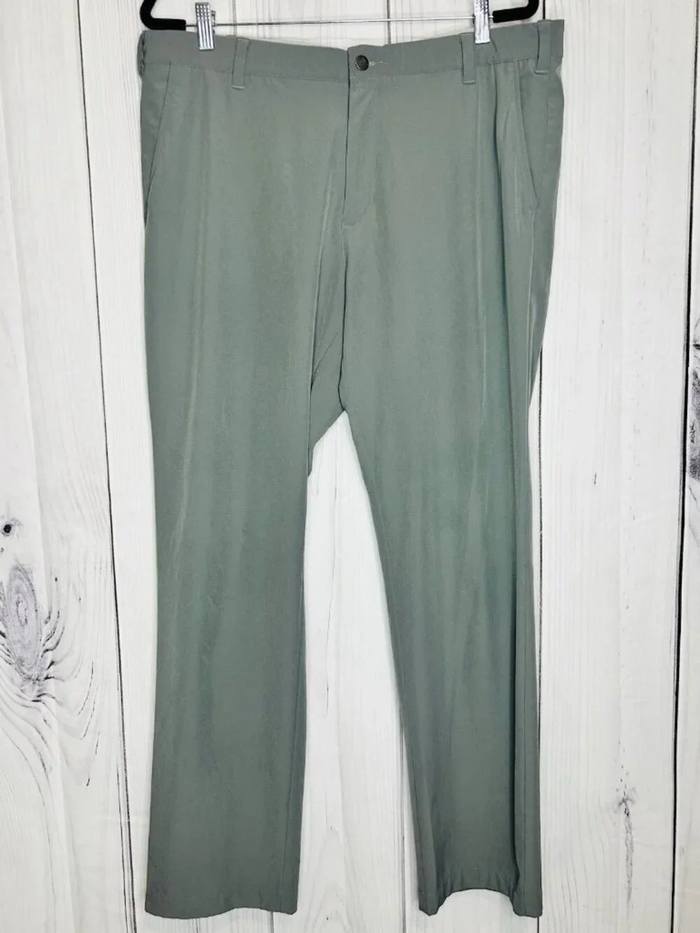 Adidas Mens Golf Pants 38x32 Gray Polyester Blend Straight Leg Flat Front